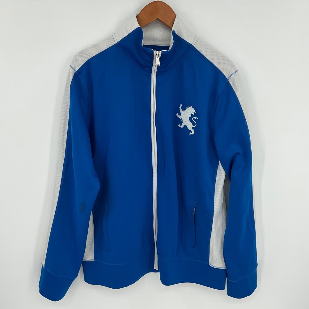 EXPRESS Track Jacket Royal Blue White Lion‎ Logo Full Zip Mens XL Polyester
